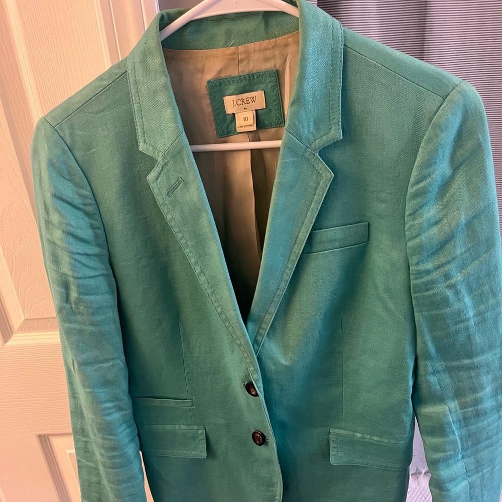 JCrew Linen Teal Blazer